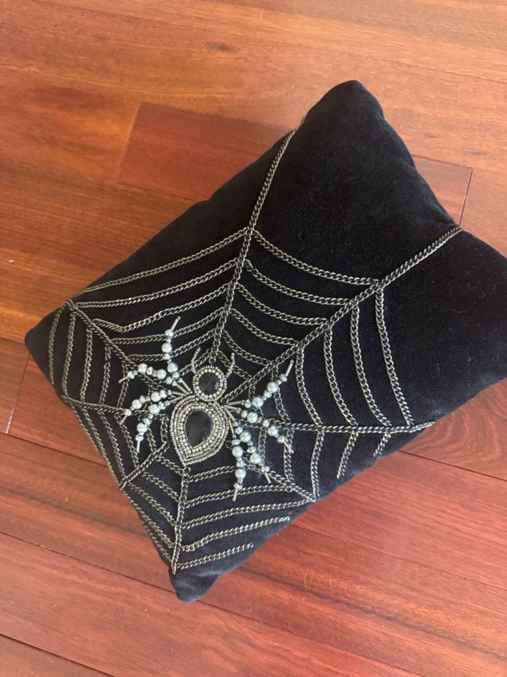 Spider Web Throw Pillow 14x10” Very Heavily Beaded- It’s Gorgeous